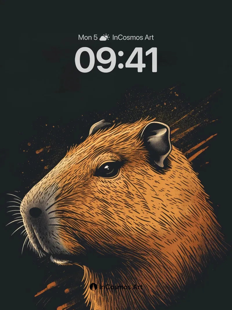 Golden Whisker Wallpaper with Ink Splatter Edge