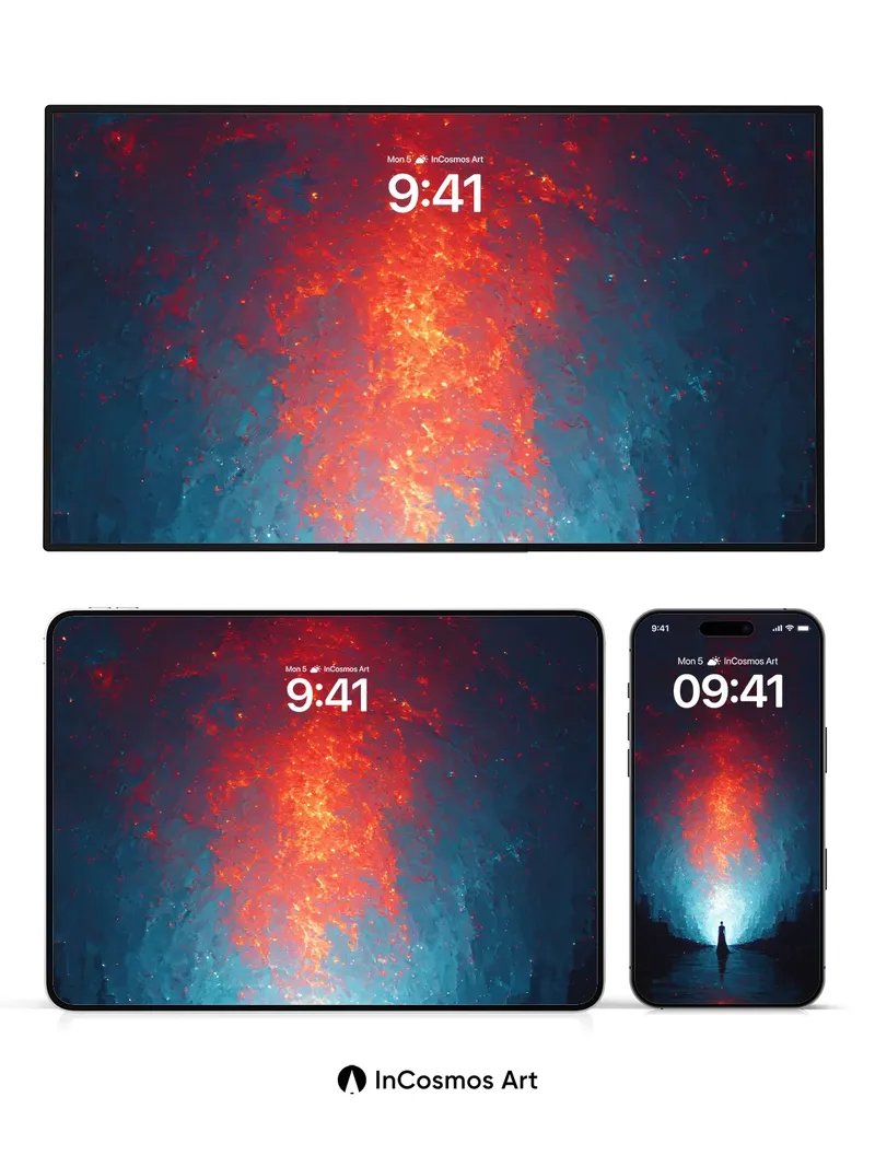 Crimson Abyss Wallpaper with Celestial Pulse