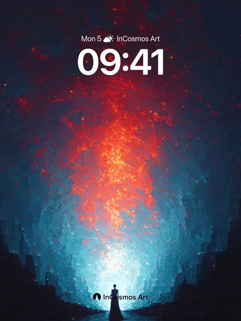 Crimson Abyss Wallpaper with Celestial Pulse