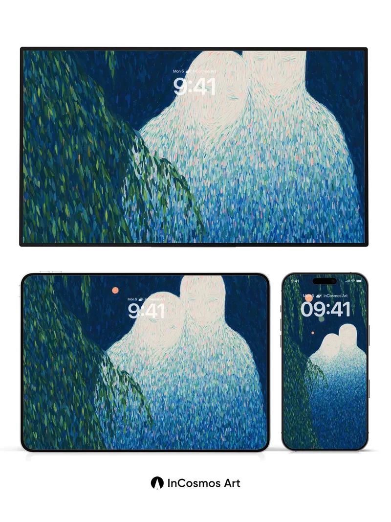 Whispering Willows Wallpaper with Celestial Hues