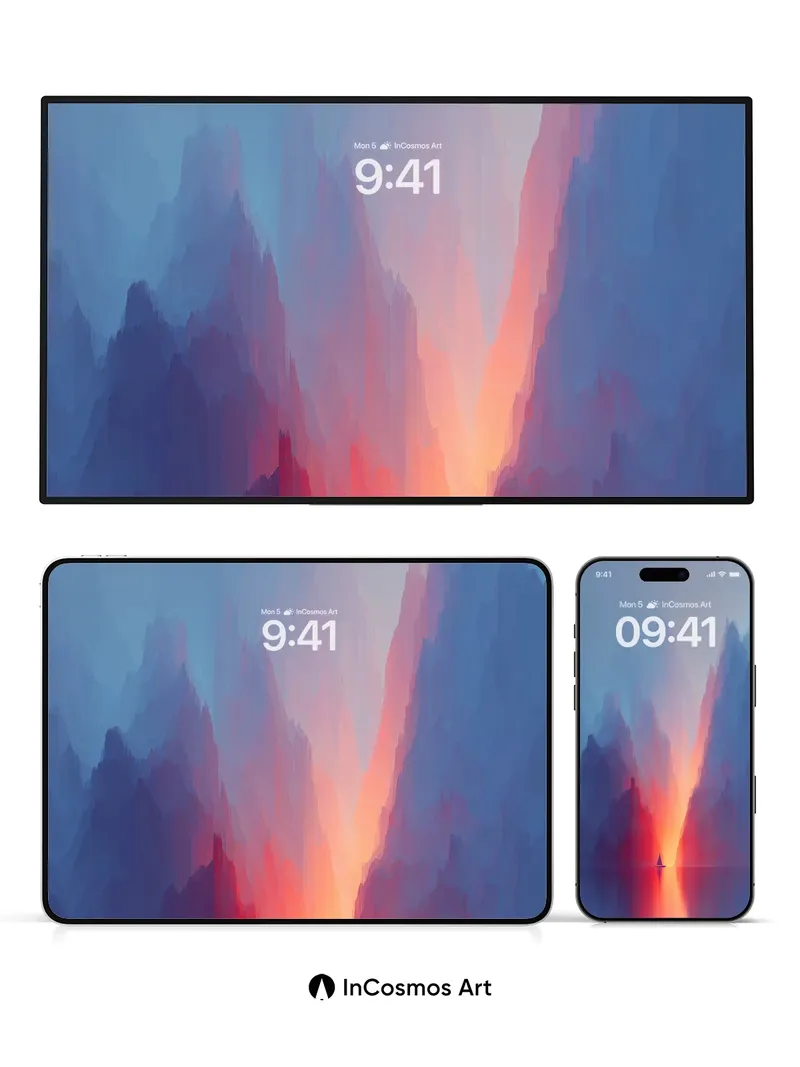 Serenity Canyon Wallpaper with Floating Light