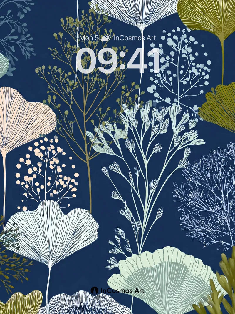 Nocturnal Botanical Wallpaper with Whispering Leaves wallpaper for iPhone, iPad & Mac