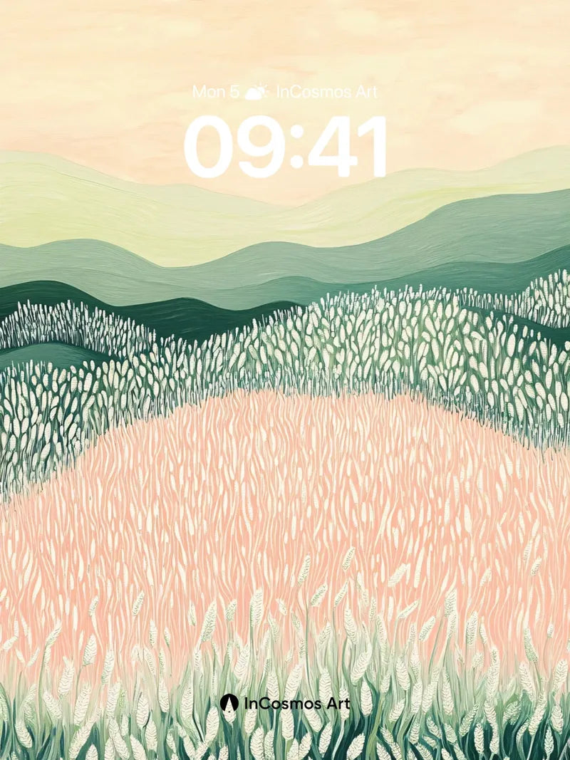 Serenity Field Wallpaper with Whispering Wheat