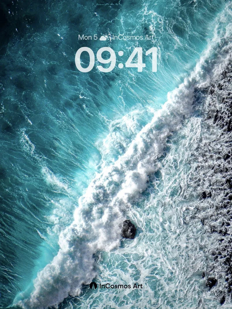 Turquoise Surge Wallpaper with Foaming Edge