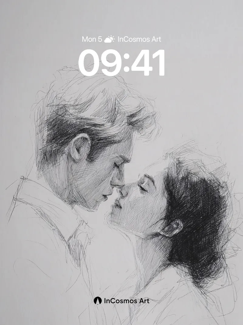 Whispering Shadows Wallpaper with Sketched Intimacy