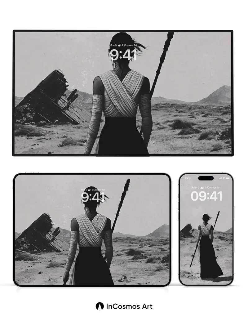 Desert Solitude Wallpaper with Forgotten Relics