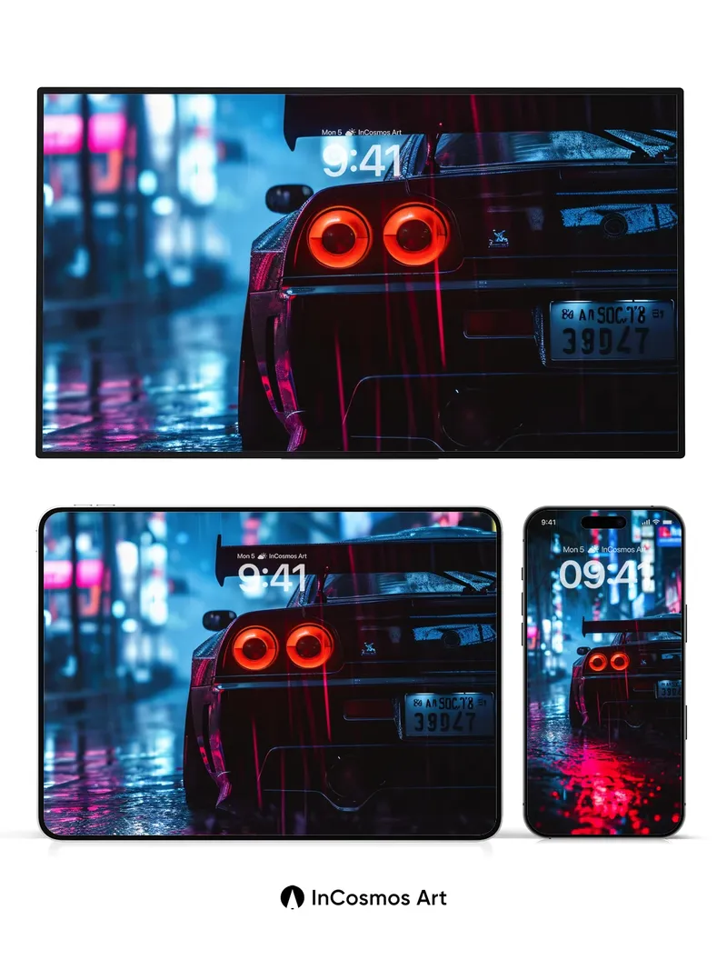 Neon Drizzle Wallpaper with Rain-Reflected Light