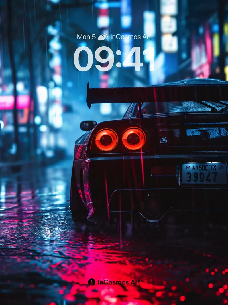 Neon Drizzle Wallpaper with Rain-Reflected Light