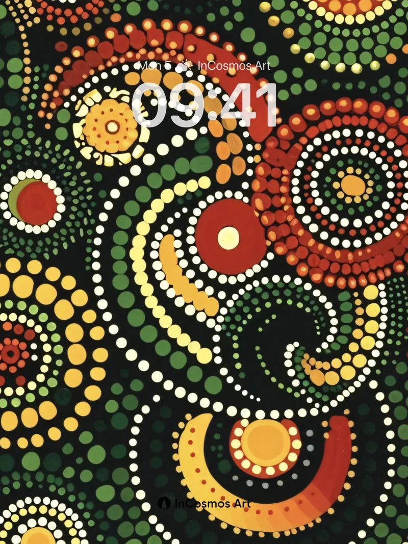 Cosmic Dot Symphony Wallpaper with Aboriginal Echoes