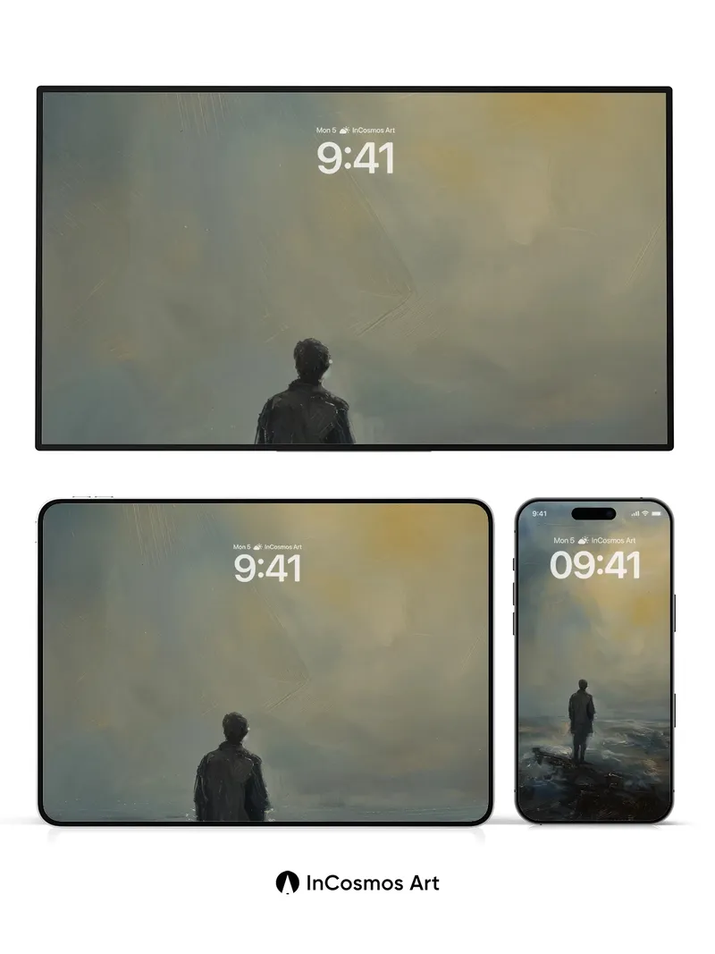 Solitary Horizon Wallpaper with Smog-Lit Sky