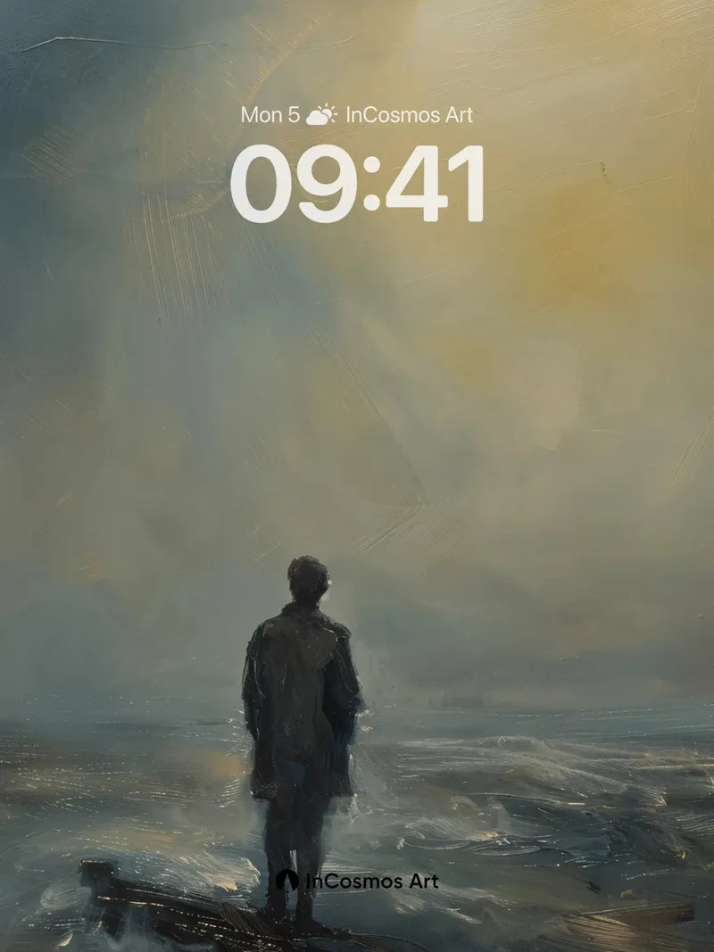 Solitary Horizon Wallpaper with Smog-Lit Sky