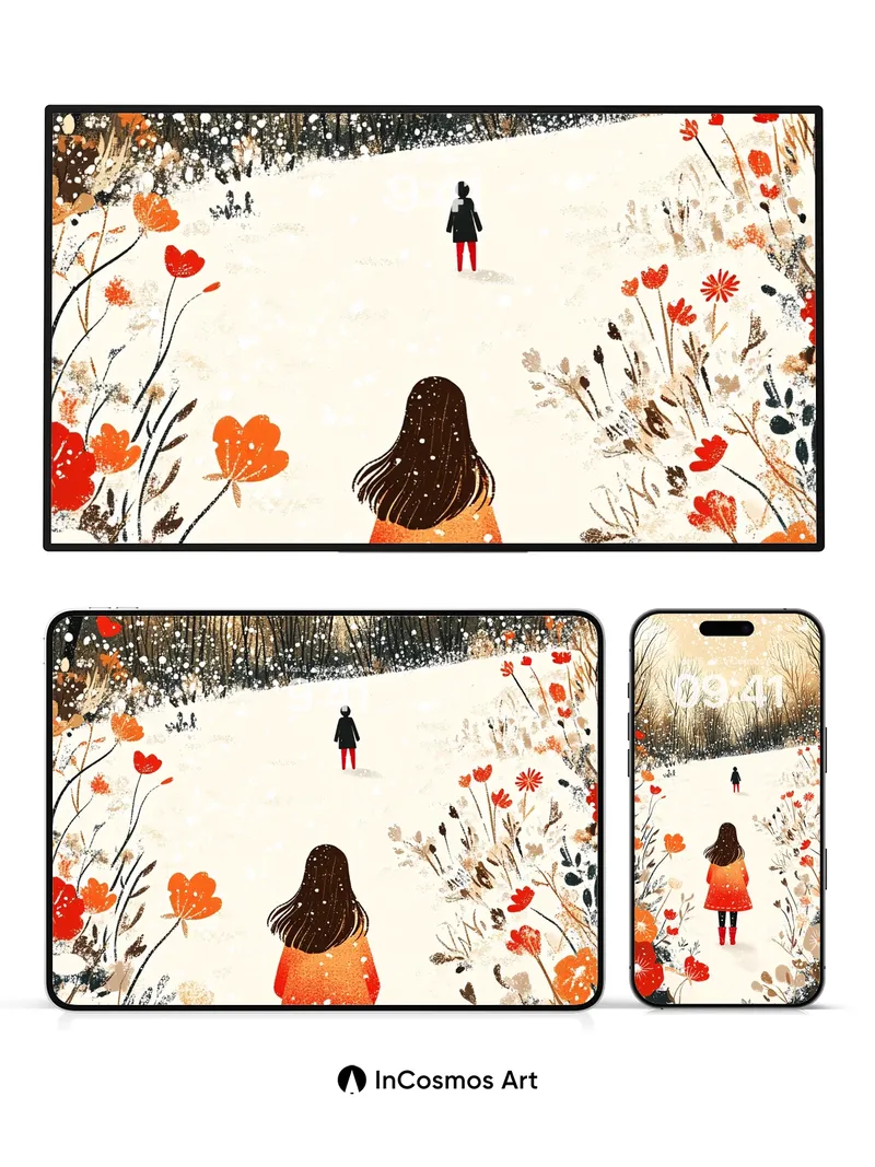 Winter Whispers Wallpaper with Blooming Snow