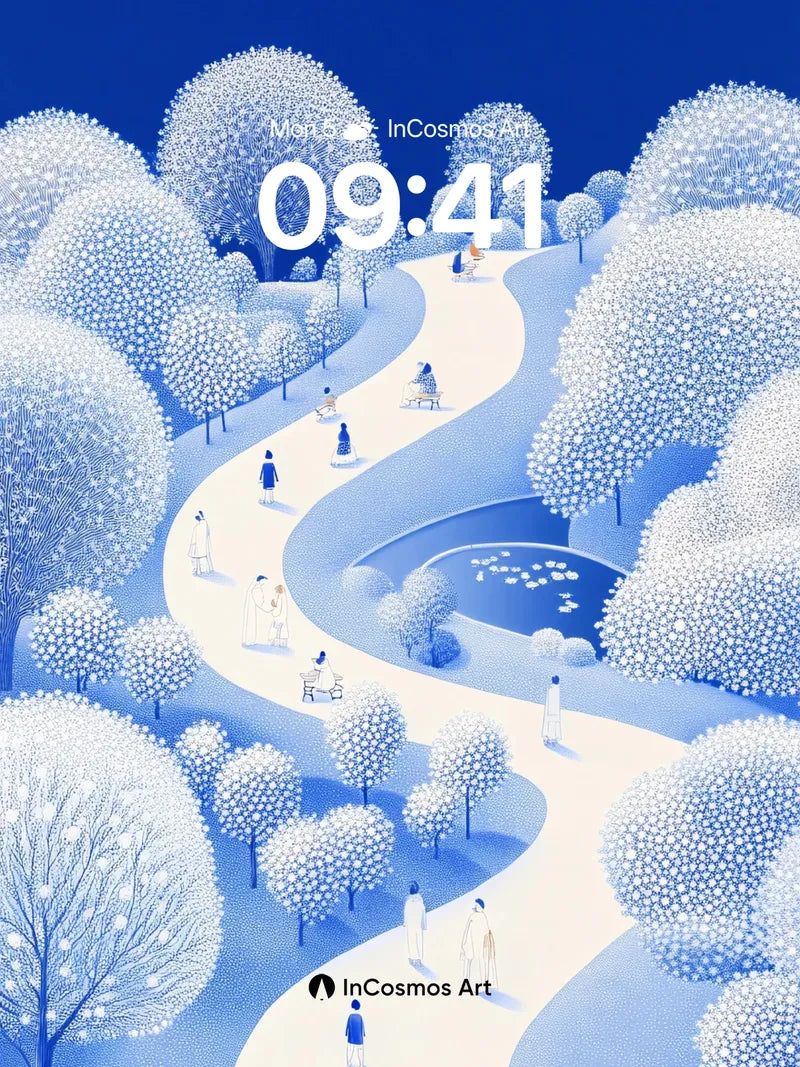 Serenity Path Wallpaper with Snow-White Canopy