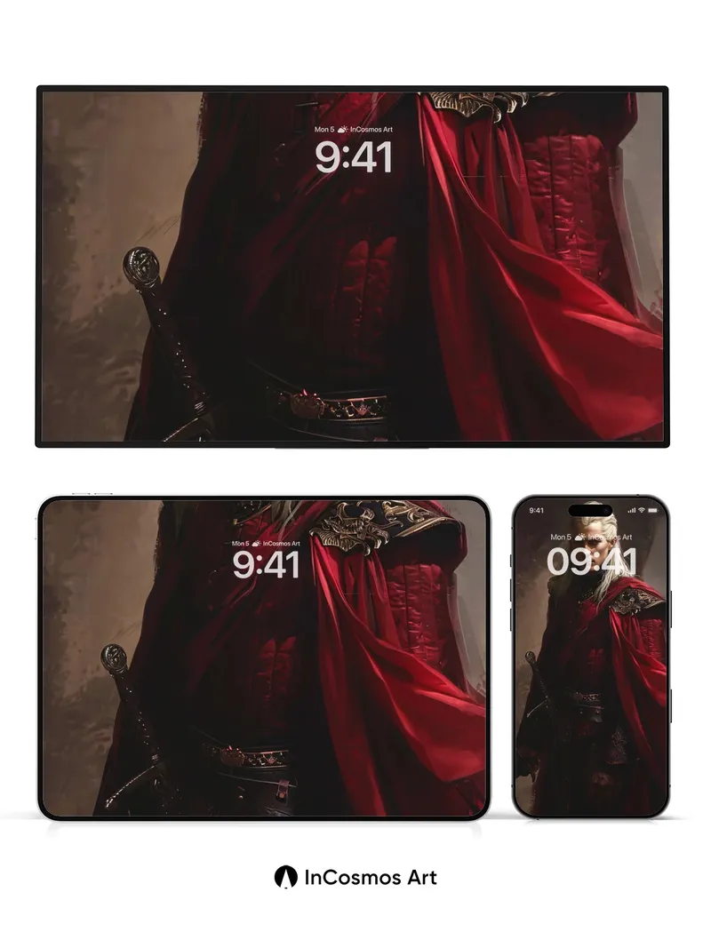 Ethereal Warrior Wallpaper with Crimson Veil