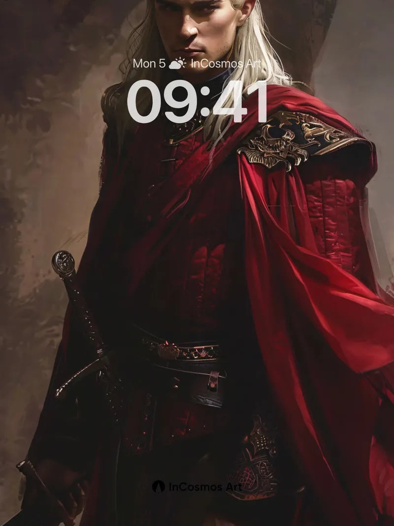 Ethereal Warrior Wallpaper with Crimson Veil