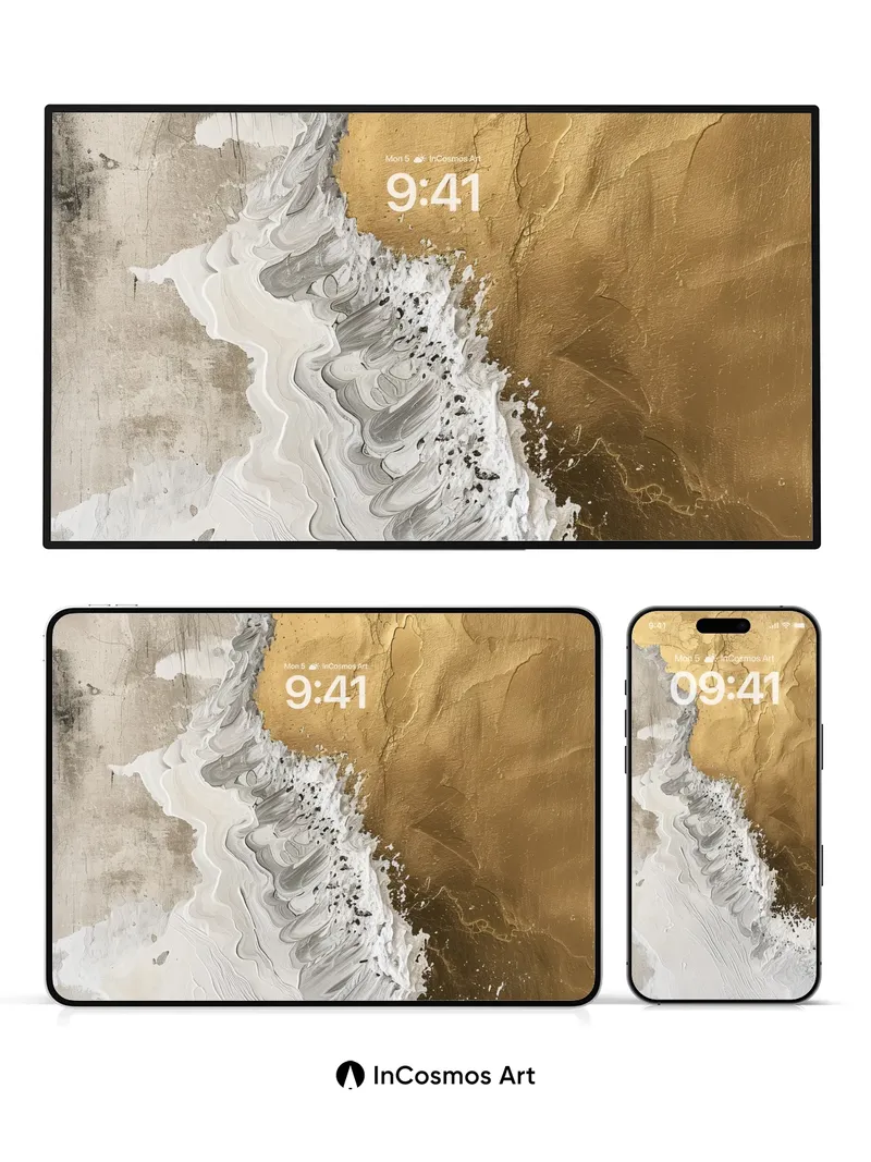 Golden Veil Wallpaper with Textured Flow