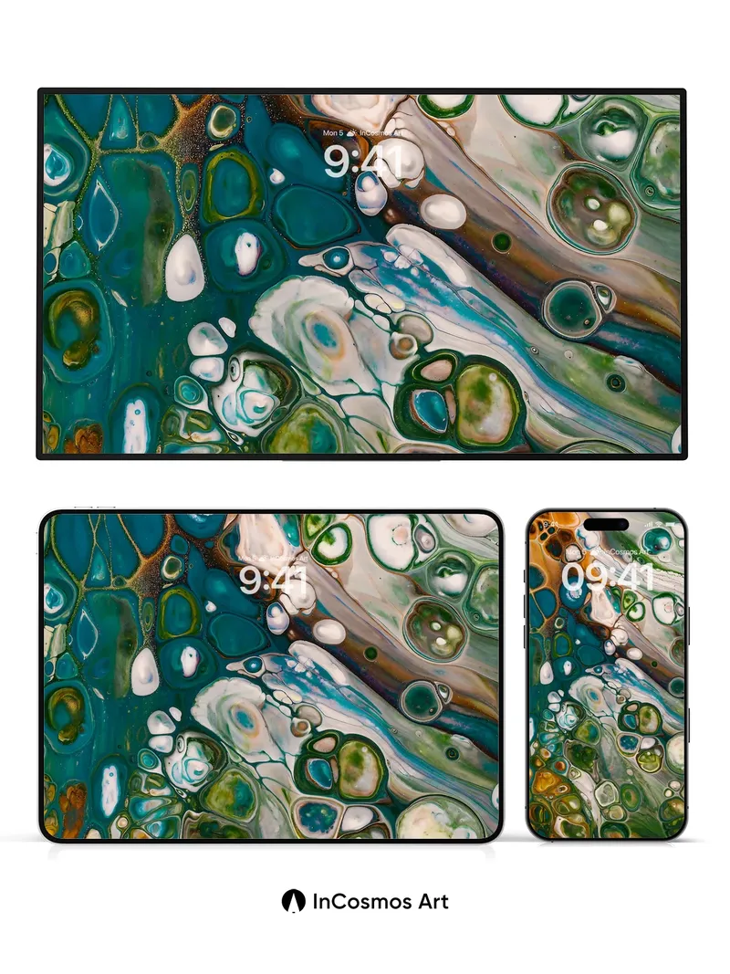 Luminous Agate Wallpaper with Cosmic Veins