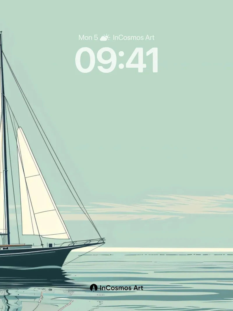 Serenity Sail Wallpaper with Misty Horizon
