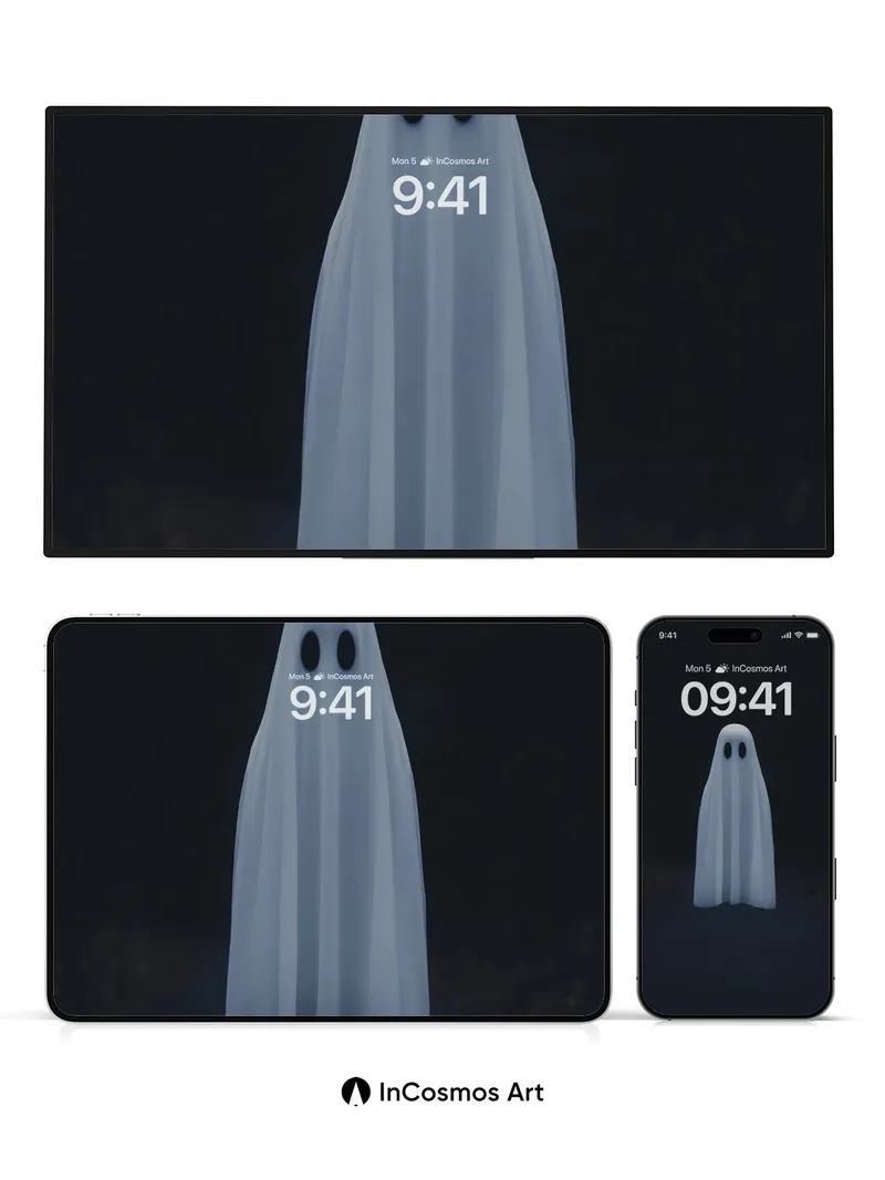 Silent Specter Wallpaper with Floating Eyes