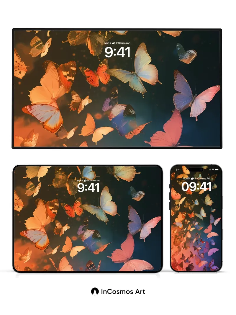 Luminous Flutter Wallpaper with Ethereal Wings