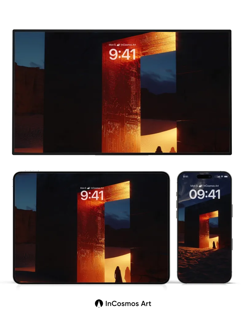 Desert Threshold Wallpaper with Glowing Portal