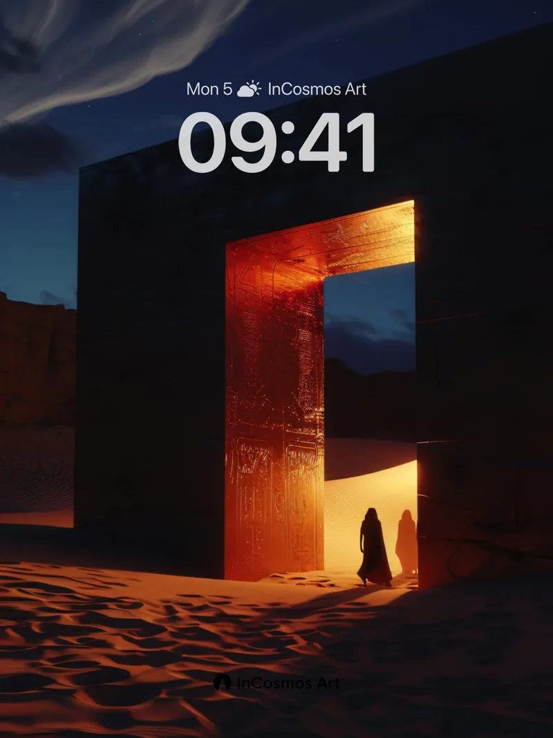 Desert Threshold Wallpaper with Glowing Portal