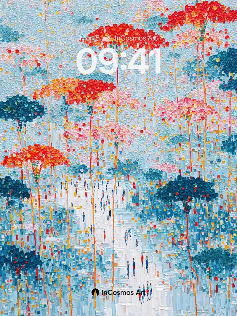 Whispering Umbrellas Wallpaper with Dotted Rain wallpaper for iPhone, iPad & Mac