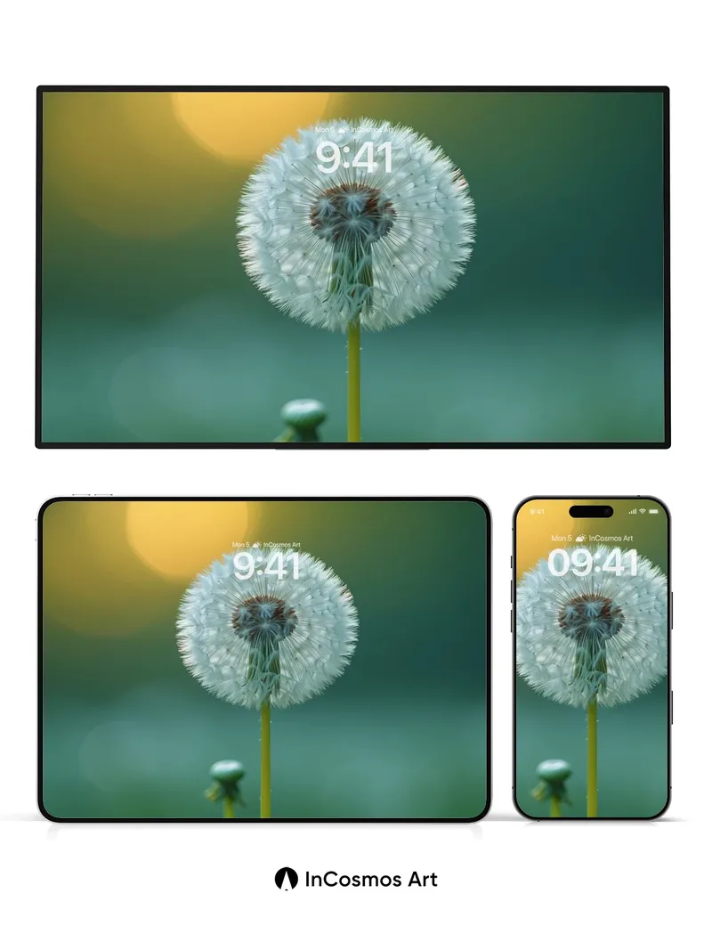 Serene Dandelion Wallpaper with Sunlit Fluff