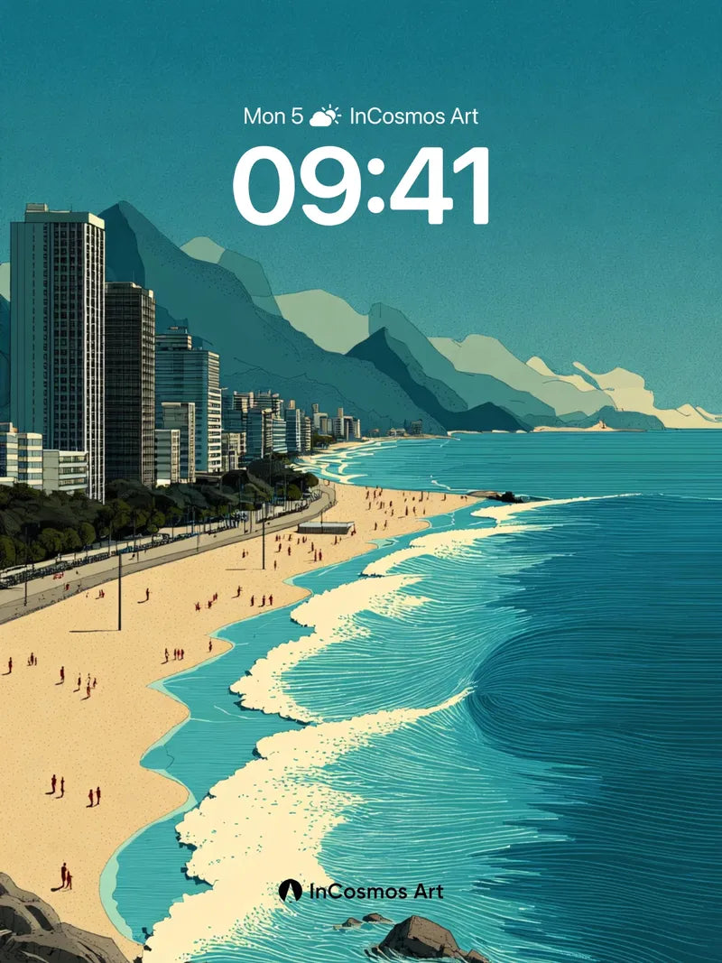 Calm Coastline Wallpaper with Mountain Echoes