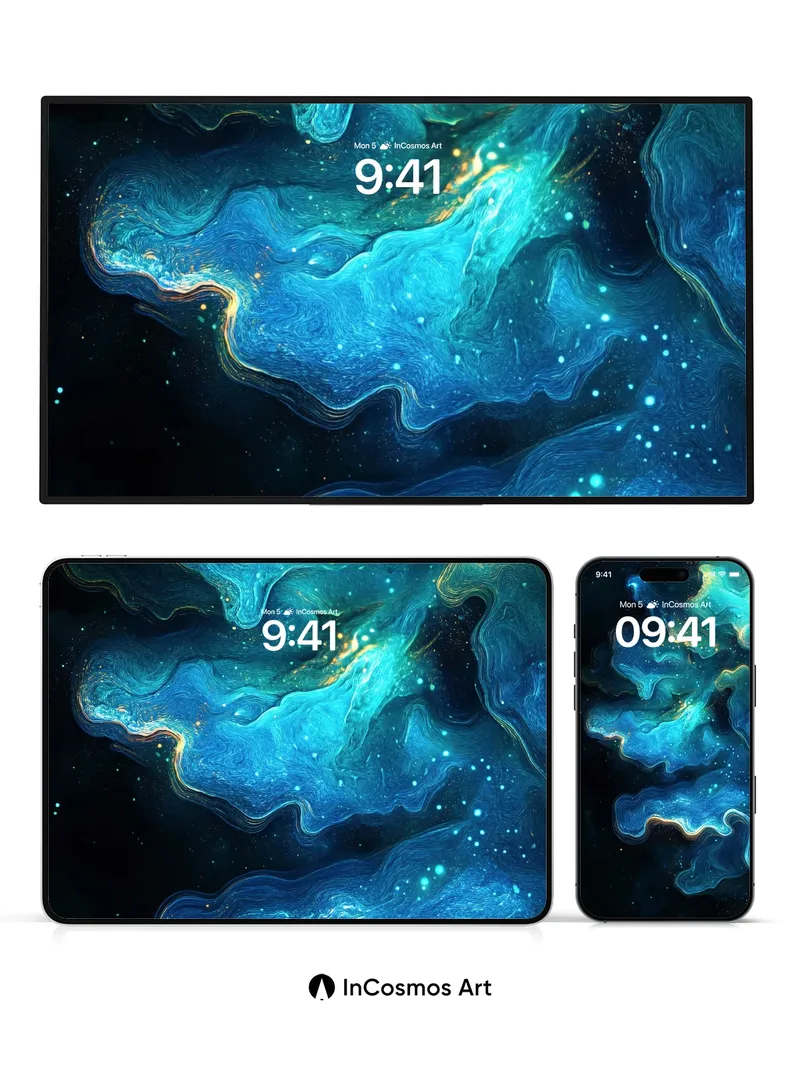 Cosmic Veil Wallpaper with Starlit Trails