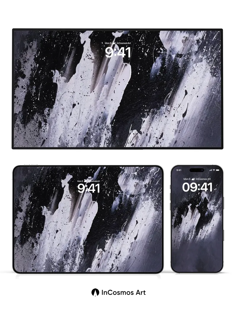 Nocturnal Brushstroke Wallpaper with Silver Veins