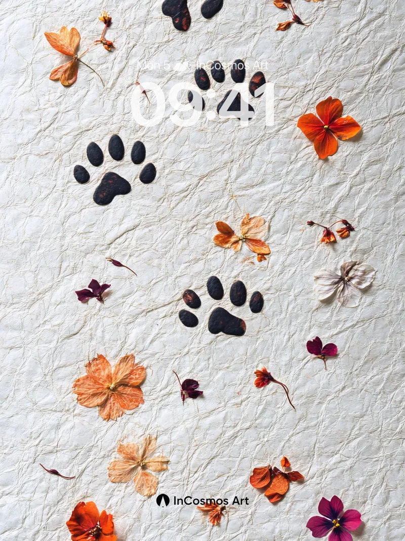 Whispering Paws Wallpaper with Pressed Petals