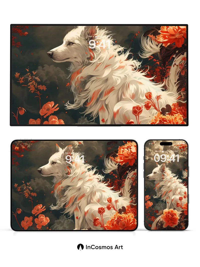 Crimson Whispers Wallpaper with Fox and Storm