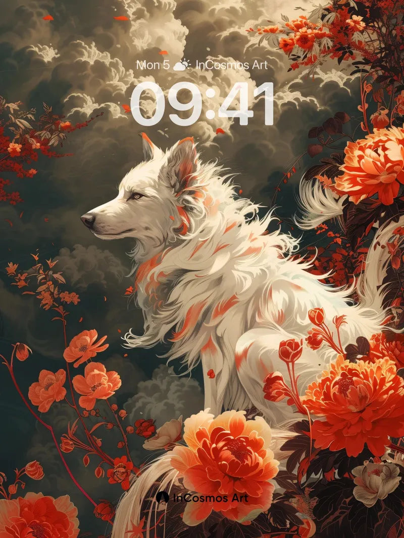 Crimson Whispers Wallpaper with Fox and Storm