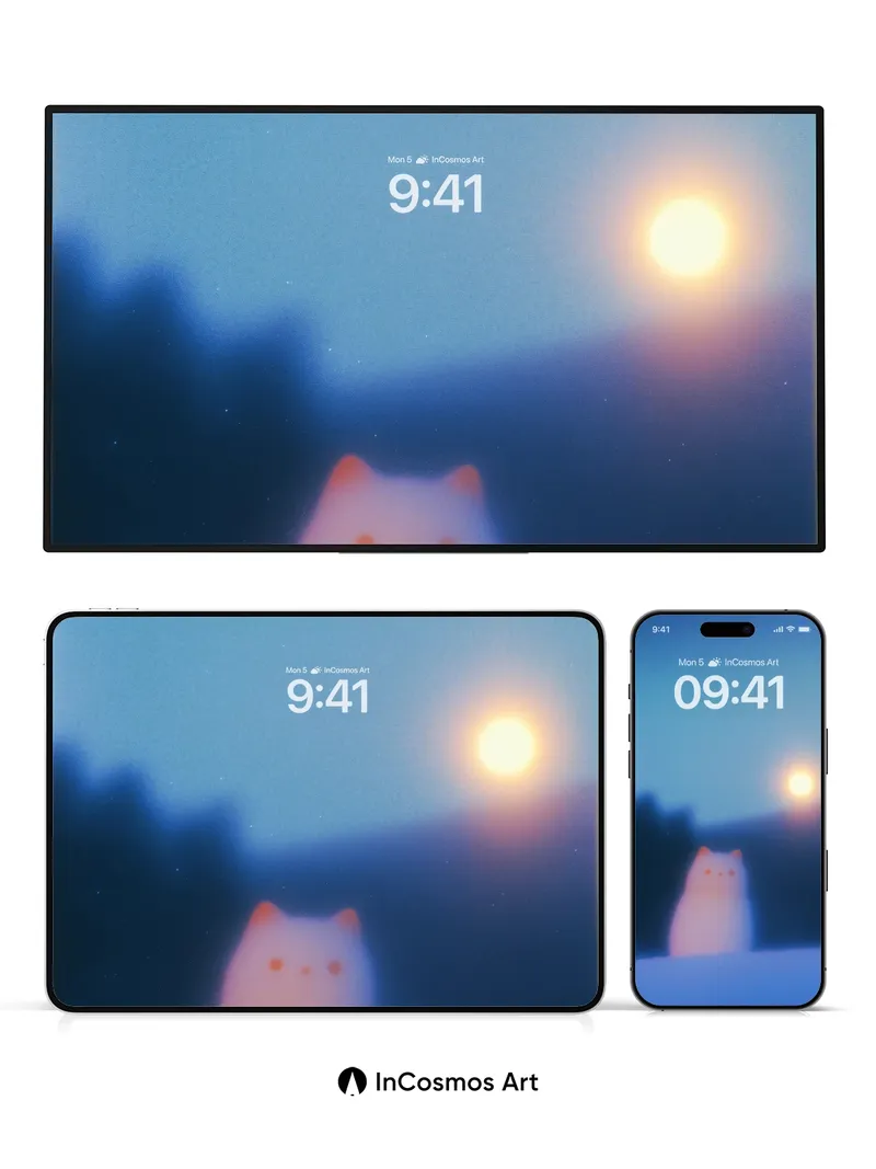 Serenity Snowcat Wallpaper with Lunar Glow