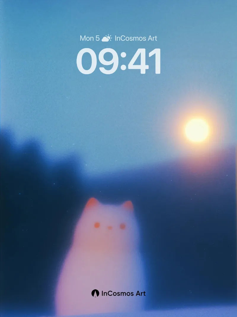 Serenity Snowcat Wallpaper with Lunar Glow