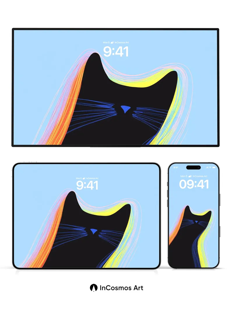 Neon Whispers Wallpaper with Rainbow Tail