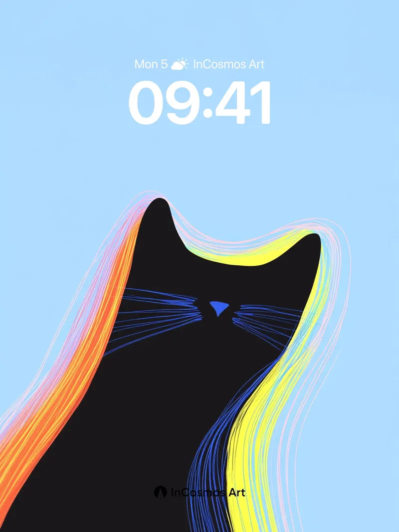 Neon Whispers Wallpaper with Rainbow Tail