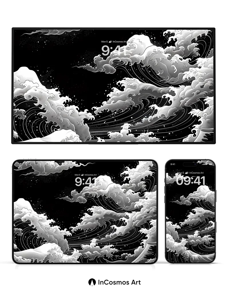 Stormborne Wave Wallpaper with Celestial Foam