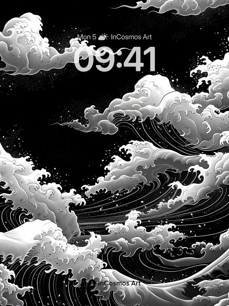 Stormborne Wave Wallpaper with Celestial Foam