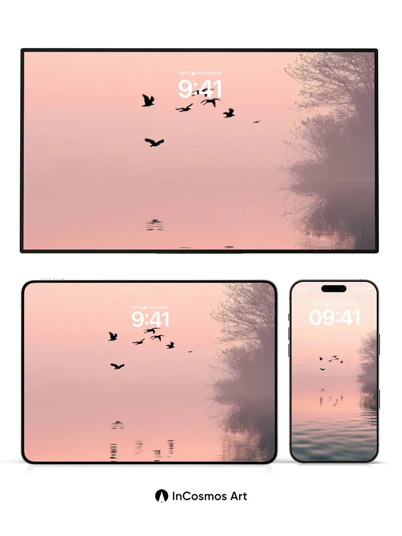 Serenity Flight Wallpaper with Dawn Reflections