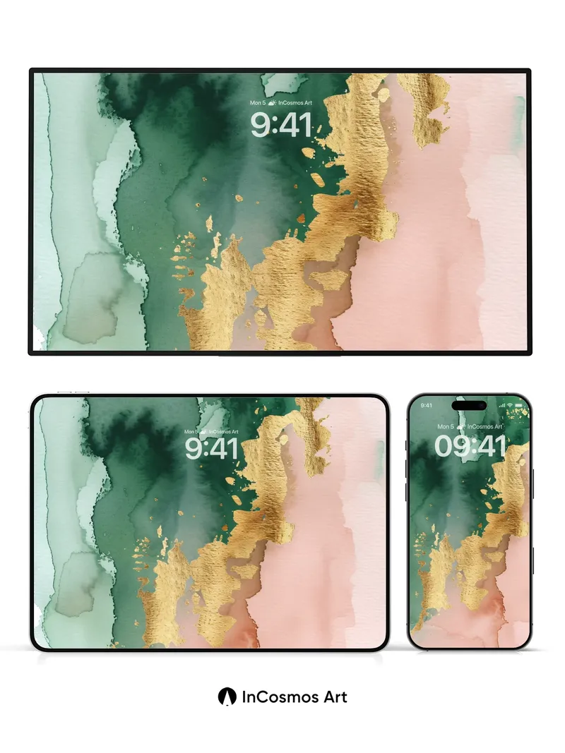 Emerald Hush Wallpaper with Golden Veins