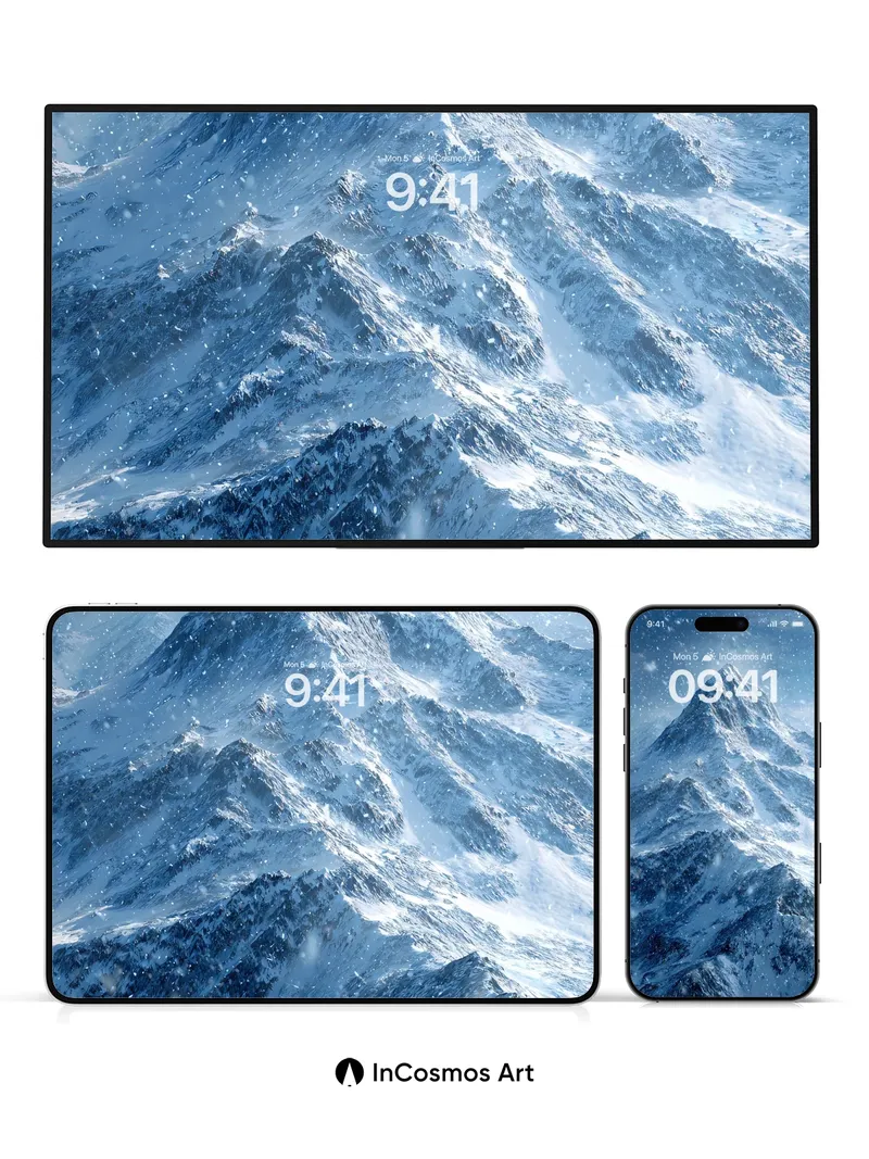 Frost-Crowned Summit Wallpaper with Falling Light