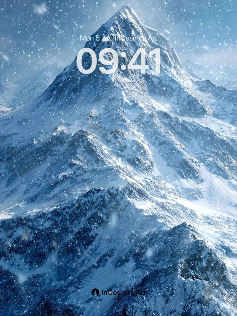 Frost-Crowned Summit Wallpaper with Falling Light wallpaper for iPhone, iPad & Mac