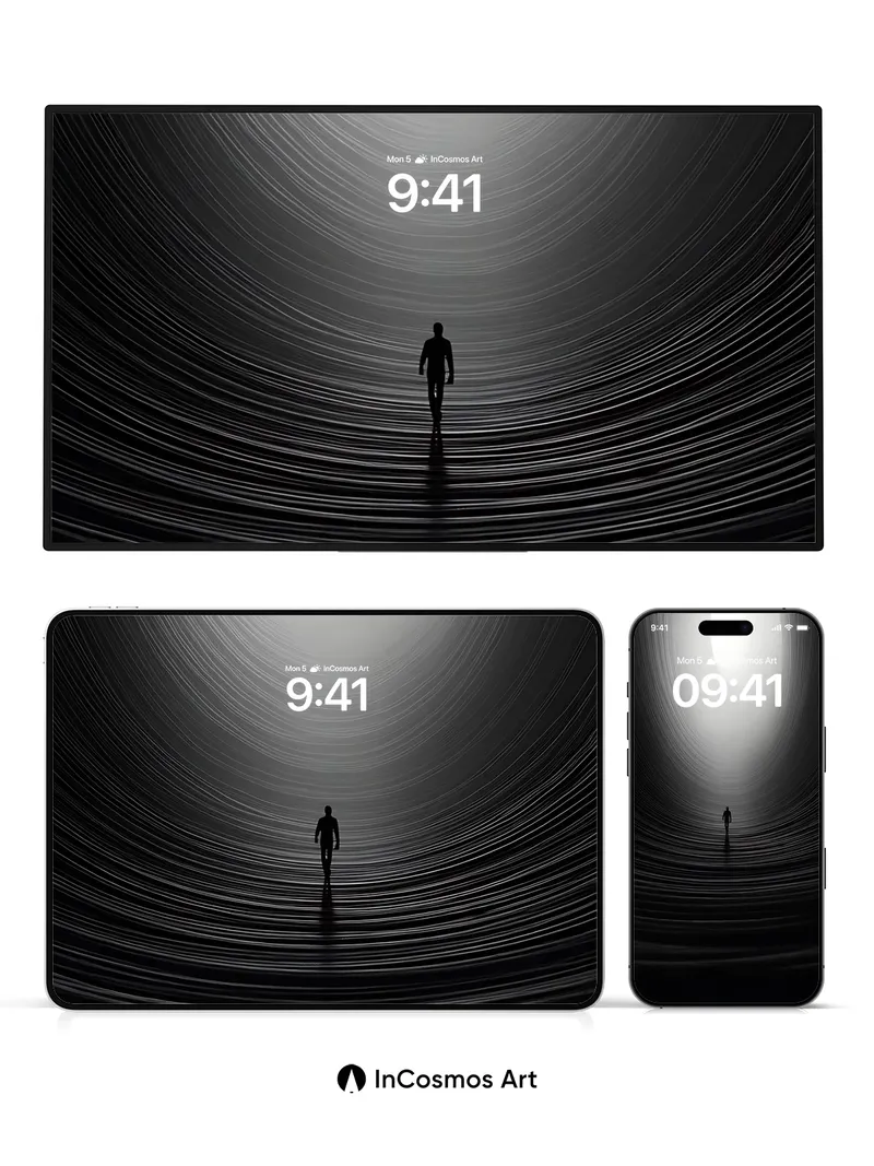 Silhouette Journey Wallpaper with Cosmic Light