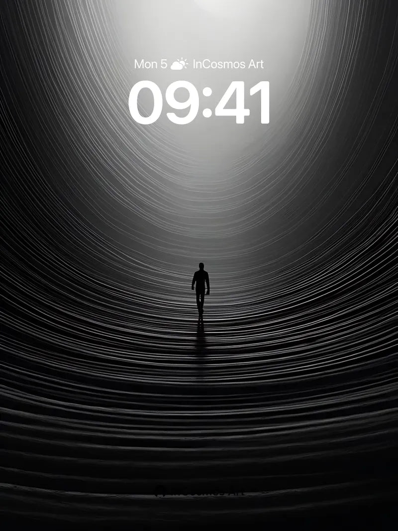 Silhouette Journey Wallpaper with Cosmic Light