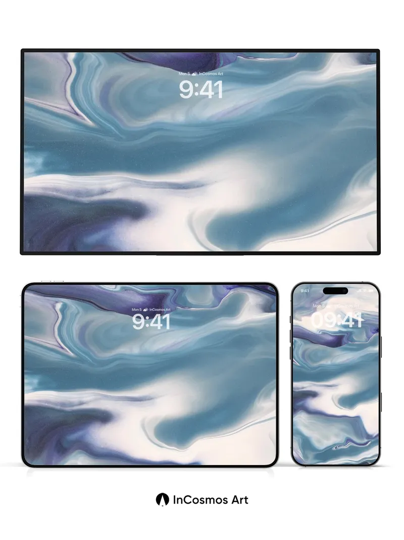 Serenity Drift Wallpaper with Liquid Marble Veins