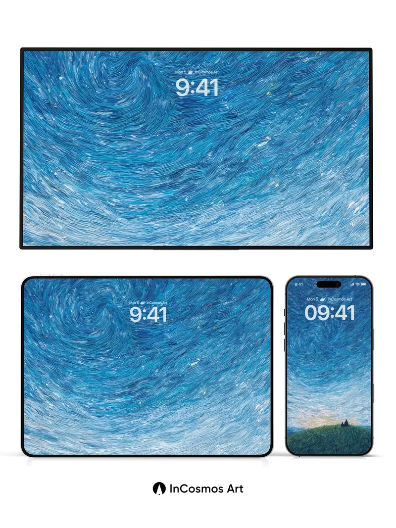 Whirlwind Sky Wallpaper with Starlit Embrace