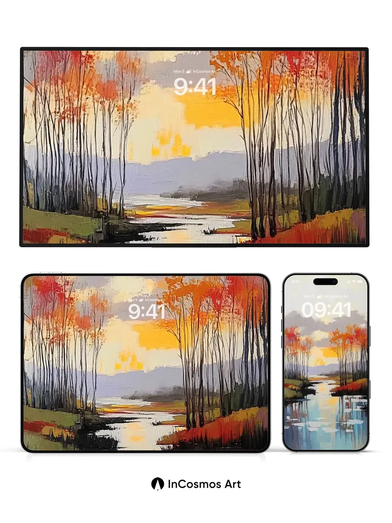 Autumn Hush Wallpaper with Reflective Waters