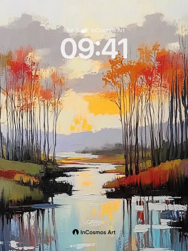 Autumn Hush Wallpaper with Reflective Waters